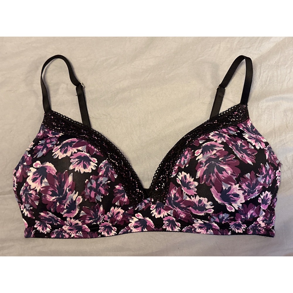 Jessica Simpson Women Purple Floral Wirefree Bra 36C